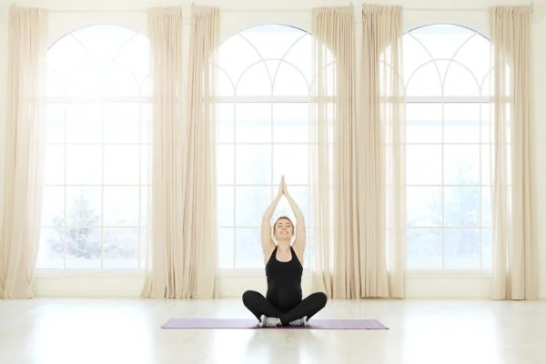 Pregnancy yoga fitness concept