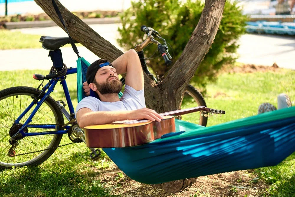 Sleeping in a hammock