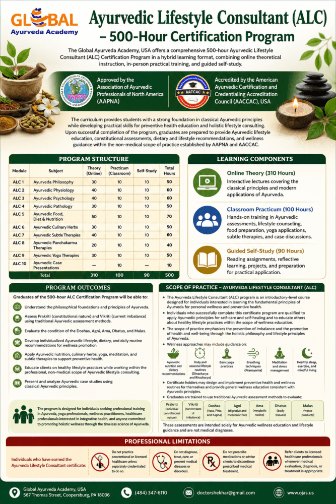 Ayurvedic Lifestyle Consultant (ALC) 500-hour Certification